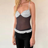Addictive Daydream Polka Dot Mesh Cami
